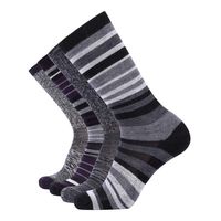 EnerWear 4 Pack Women's Merino Wool Outdoor Hiking Trail Crew Sock (US Shoe Size 4-10½, Dark Purple/Black Stripe/Multi)