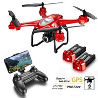 Super Joy GPS Drone, FPV RC Drone with Camera 720P HD WiFi Live Video, Dual GPS Return Home, Quadcopter for Adults with Adjustable Wide-Angle Camera- Follow Me, 2 Modular Battery Long Control Range