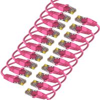 Maximm Cat6 Snagless Ethernet Cable - 10 Feet - Pink - [20 Pack] - Pure Copper - UL Listed - Cable Ties Included