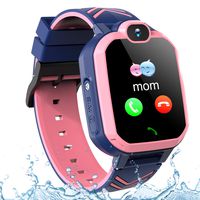 Kids Smartwatch Phone IP67 Waterproof, Boys Girls Watch with LBS/AGPS Locator 2Way Call SOS Voice Chat Camera Alarm Clock Sport Watch Gift for 3-12 Years Old Childrens (02-2G LBS Waterproof Blue)