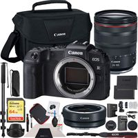 Canon EOS RP Mirrorless Camera with RF 24-105mm F4 L is USM Lens Kit Bundle with Lens Mount Adapter, 64GB Memory Card, Shoulder Bag, Battery and Charger Kit, Monopod and Cleaning Kit