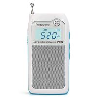 Retekess PR12 Mini AM FM Radio with Speaker Personal DSP Radio DSP Support TF Card and Rechargeable Battery for Walking Jogging (White)