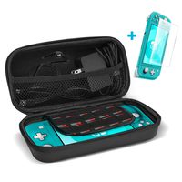 ProCase Carrying Case for Nintendo Switch Lite with Screen Protector, Portable Travel Carry Case Hard Shell 2 in 1 Accessories Kit for Nintendo Switch Lite 2019 with 10 Game Cartridges -Black