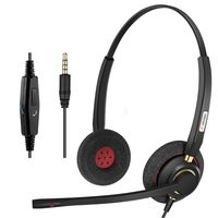 Arama 3.5mm Cell Phone Headset Dual, Pro Noise Canceling Mic and in-line Controls Corded Truck Driver Headsets for iPhone, Samsung, LG, HTC, BlackBerry Mobile Phone and iPad Tablets Skype A800J35