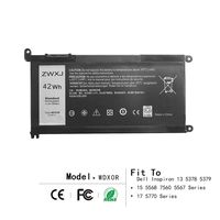ZWXJ Laptop Battery Type WDX0R(11.4V 42WH) for Dell Inspiron 13 5368 5378 7368 7378 Inspiron 14 7460 7472 Inspiron 15 5565 5567 5568 5578 7560 7570 7579 7569 Inspiron 17 5765 5767 y3f7y 3crh3 WDXOR