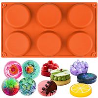 Funshowcase 6-Cavity Mini Disc Cake Pie Custard Tart Resin Coaster Silicone Mold 3-inch Small Fluted