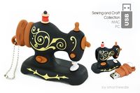 Smartneedle USB Flash Drive Black Antique Sewing Machine 2GB
