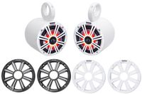 Pair KICKER 45KM654L 6.5" 390w White Marine Wakeboard Tower LED Boat Speakers
