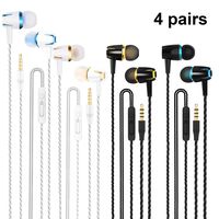 4-Pack Headphones with Microphone, Noise Cancelling Earphones with Volume Control, Running Earbuds for All 3.5mm Port