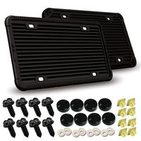 Silicone License Plate Frames -2Pcs 4 Holes Black License Plate Covers Front/Rear Tag Holder Rust-Proof Rattle-Proof Weather-Proof with Black Screw Caps, Stainless Steel Screws for US Vehicles