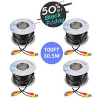 BNC Cable 100FT,NexTrend 4 Pack 100 FT BNC Video Power Cable for Surveillance CCTV Security System - 5MP Maximum