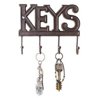Comfify Key Holder - Keys - Wall Mounted Key Hook - Rustic Western Cast Iron Key Hanger - Decorative Key Organizer Rack with 4 Hooks - with Screws and Anchors - 6x8 inches (Rust Brown)