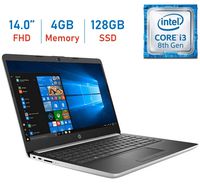 HP Premium 14'' FHD (1920x1080) IPS Micro-Edge Display Laptop PC, 8th Gen Intel Core i3-8130U Up to 3.4GHz, 4GB DDR4 SDRAM, 128GB SSD, Backlit Keyboard, WiFi, Bluetooth, Webcam, HDMI, Windows 10