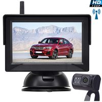 Leekooluu HD Wireless Backup Camera for Cars/Trucks/SUVs/Pickups,4.3" Monitor High-Speed Observation System, IP69K Waterproof Front/Rear View Wireless Camera,Super Night Vision,Guild Lines On/Off