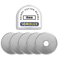 SOMOLUX 18mm Rotary Cutter Refill Blades 5 Pcs for OLFA Rotary Circle Cutter, Fiskars, Clover Replace Blades for Crafts Quilting Scrapbooking Sewing 5Pcs Pack