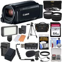 Canon Vixia HF R82 32GB Wi-Fi 1080p HD Video Camera Camcorder + 64GB Card + Battery & Charger + Case + Tripod + 3 Filters + LED + Mic + 2 Lens Kit