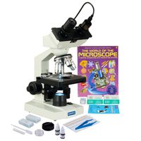 OMAX 40X-2500X LED Binocular Lab Microscope 5MP Camera + Slide Preparation Kit + Book + Blank Slides