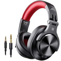 OneOdio A70 Bluetooth Over Ear Headphones, Studio Headphones with Shareport, Foldable, Wired and Wireless Professional Recording Headphones with Stereo Sound for Electric Drum Piano Guitar Amp (Red)