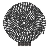 10 Foot Length Ball Chain, Number 6 Size, Black Coated, 10 Matching Connectors