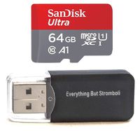 Sandisk Ultra micro SDXC Micro SD UHS-1 TF Memory Card 64GB 64G Class 10 works with Nokia Lumia 1520 Smart phone w/ Everything But Stromboli Memory Card Reader