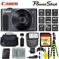 Canon PowerShot SX620 HS Digital Point and Shoot Camera (Black) + Extra Battery + Digital Flash + Camera Case + 64GB Class 10 Memory Card - International Version