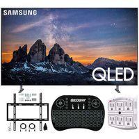 Samsung QN65Q80RA 65" Q80 QLED Smart 4K UHD TV with 1 Year Warranty (2019 Model)(Renewed) Flat Wall Mount Bundle with Deco Gear 2.4GHz Wireless Keyboard Smart Remote and 6-Outlet Surge Protector