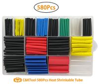 C&KTool 580Pcs Heat Shrinkable Tubes Kit Eco-Friendly Material Cable Sleeve Tube with DIY Tools Box(6Colors 11Size)