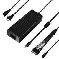 12V 10A Camera Power Supply with 8 Way Splitter Cable, AC 100-240V to DC 12V 10Amp Power Adapter, 1 Female to 8 Male Connectors for CCTV Security System / LED Strip Lights