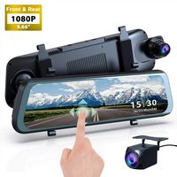 Mirror Dash Cam, 1080P HD 9.66" Streaming Media Full Touch Screen Car Camera Featured with 170° Front Camera, 160° Rear Camera, Night Vision, G-Sensor, WDR, Parking Monitor and Assist