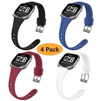 Coperr 4 Packs Bands Compatible with Fitbit Versa/Fitbit Versa 2/Fitbit Versa Lite for Women Men, Narrow Slim Soft Silicone Replacement Wristband for Fitbit Versa Smart Watch with Buckle Design