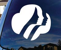 So Cool - Girl Scout Logo - Vinyl 3" wide (Color: WHITE) decal laptop tablet skateboard car windows stickers