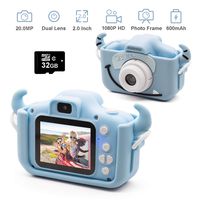 Kids Digital Camera, Girls Birthday Toy Gifts for 4-13-Year-Old Children, Dual Lens 20.0MP Toddler Cameras, Child Camcorder Video Recorder 1080P IPS 2.0 Inch with 32G TF Card, Cow Soft Silicone Case