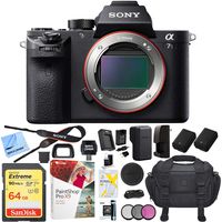 Sony a7S II Full-Frame Alpha Mirrorless Digital Camera 12.2MP (Black) Body Only a7SII ILCE-7SM2/B with Extra Battery Case 64GB Memory Card Deluxe Pro Bundle