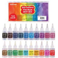 Vanstek Tie Dye DIY Kit, 20 Colors Tie Dye Shirt Fabric Dye for Women, Kids, Men, with Rubber Bands, Gloves, Plastic Film and Table Covers for Family Friends Groups Party Supplies