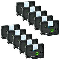 GREENCYCLE 10 Pack Compatible for Brother 1/2" 12mm 10ft 3m Navy Blue on White Iron on Fabric TZe P-Touch Tape PT-1890 PT1890 Label Maker