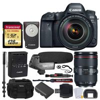 Canon EOS 6D Mark II Digital SLR Camera + EF 24-105mm f/4L IS II USM Lens + 128GB Memory Card + Canon RC-6 Wireless Remote + Vivitar DC59 Gadget Bag + 72 Monopod + Card Reader - Quality Valued Bundle.