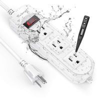 Waterproof and Shockproof Power Strip, Taboyt Animal and Child Safe Touch Protection Power Outlet with Strong Fire-Retardant Shell,6ft Extension Cord and Surge Protected for Outdoor/Indoor【Patented】