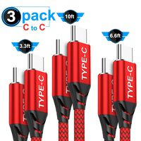 USB C to USB C Cable 60W 3-Pack(10ft+6.6ft+3.3ft),AkoaDa USB Type C Fast Charger Cable Nylon Braided Cord Compatible with Google Pixel 2/3/3a XL,Nexus,iPad pro 2018,Samsung Galaxy note 10 s10 A80(Red) (Renewed)