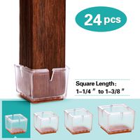MelonBoat Chair Leg Floor Protectors with Felt Furniture Pads, Chair Glides Feet Caps, A-SQ033, 24 Pack, Fit Square Length 1-1/4 inches to 1-3/8 inches (3.2-3.5cm)