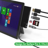 Bawanfa Surface Pro 5/6 Docking Station,Surface USB Card Reader, 2 Port USB 3.0 (5Gps) + 4K HDMI + Ethernet Port + SD/TF(Micro SD) Memory Card Solt Combo Adapter，Plug and Play