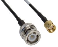Amphenol CO-174SMAZBNC-000.6 Black RG174 SMA Male to BNC Male Coaxial Cable Assembly, 50 Ohm, 6"