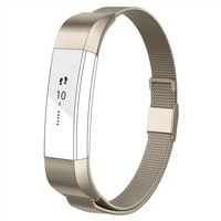 POY Compatible for Fitbit Alta Bands, Stainless Steel Metal Replacement Bracelet Strap with Unique Magnet Lock for Fitbit Alta and Fitbit Alta HR Champagne Gold Large