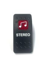 Southern Marine Euro Rocker Switch Cover with Text. Black with Red Lens. Contura II. Fits Carling, Cole Hersee, Blue seas (Stereo)