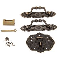 Dophee European Style Classic Furniture Decorative Hardware Latch Hasp Pull Handles Lock Kit