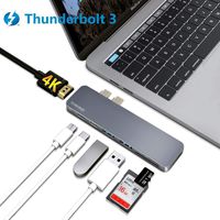 Thunderbolt 3 Hub,USB-C Hub Adapter for MacBook Pro 2019/2018/2017,TOWOND 7-in-1 USB-C to 4K HDMI Adapter Mac Dongle for MacBook Air 2019/2018, 100W PD 5K@60Hz,2 USB 3.0 Ports, SD/TF Card Reader