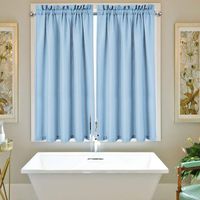 IDEALHOUSE Airy Blue Tier Curtains,Waffle Woven Textured Short Window Curtain for Cafe,Bathroom,Kitchen & Kids Bedroom Rod Pocket Curtains (2 Panels, 30Inch Wide by 45Inch Long)