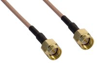 Amphenol CO-316SMAX200-004 Beige RG316 High Temp Coaxial Cable, SMA Male to SMA Male, 4'