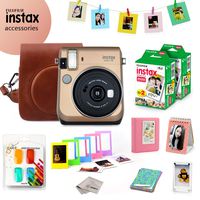 Fujifilm Instax Mini 70 Bundle (Gold) - Fuji Camera Instant Film (40 Sheets) + 9-in-1 Accessory Bundle - Carry Case, 4 Color Filters, 2 Photo Albums, Assorted Frames & Much More