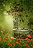 OFILA Fairy Tale Backdrop 3x5ft Enchanted Forests Magic Trees Water Well Tiles Roof Mushroom Elf Little Girl Portraits Children Birthday Fantasy Theme Party Baby Shower Kids Photos Video Stuio Props