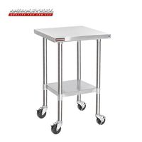 DuraSteel Stainless Steel Work Table 30" x 18" x 34" Height w/ 4 Caster Wheels -  Food Prep Commercial Grade Worktable - NSF Certified - Good For Restaurant, Business, Warehouse, Home, Kitchen, Garage